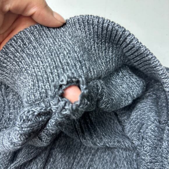 Tasso Elba Mens Heavy Knit 1/4 Zip Pullover Sweater Size Medium Grey Marled - Picture 4 of 10